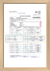 kết quả kiểm nghiệm từ Eurofins Sắc Ký Hải Đăng